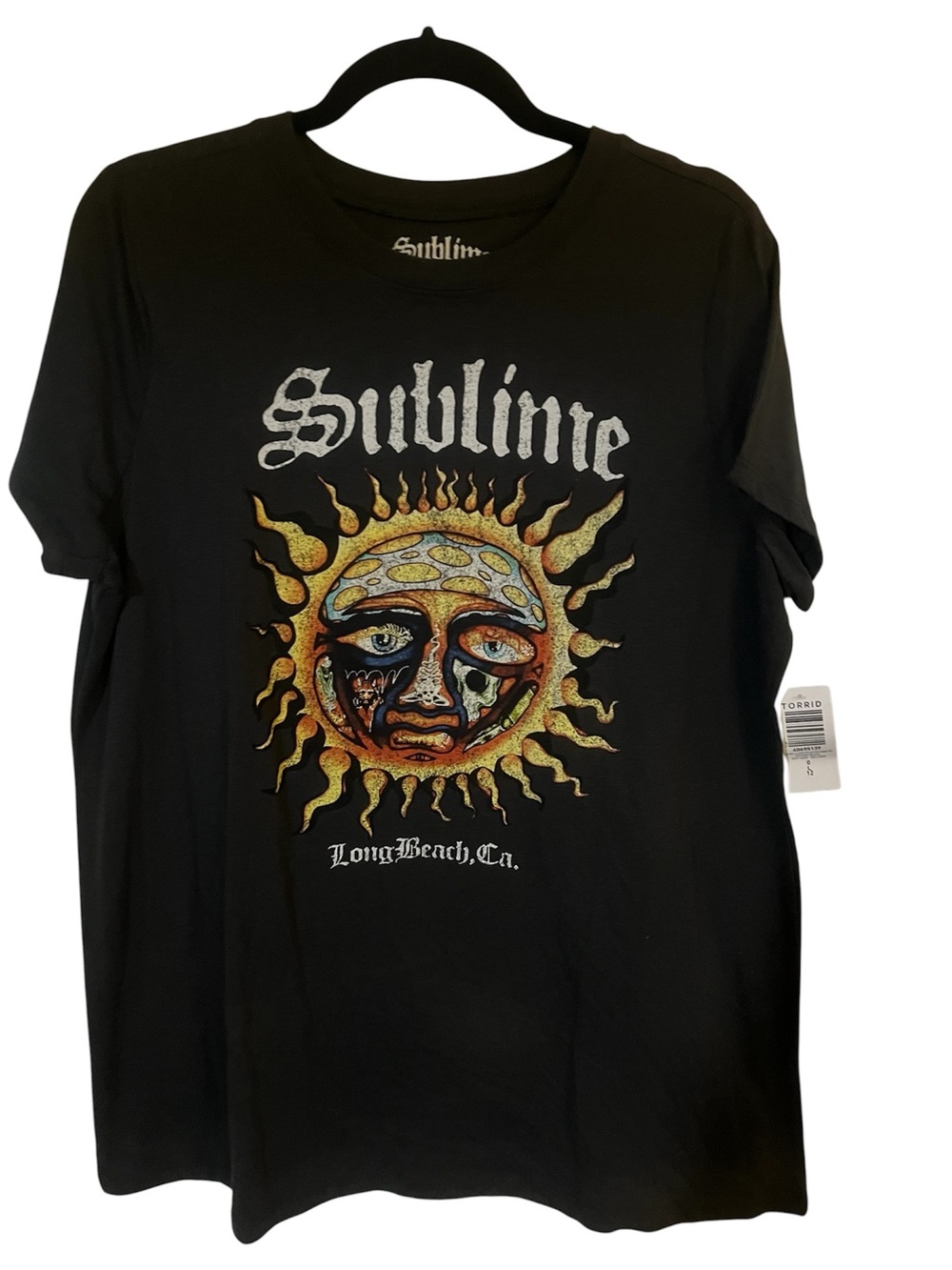 torrid Black Sublime Sun Graphic Tee with Yellow & Orange Sun